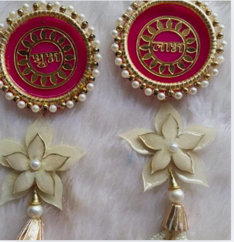 Magenta With White Floral Shubh Labh
