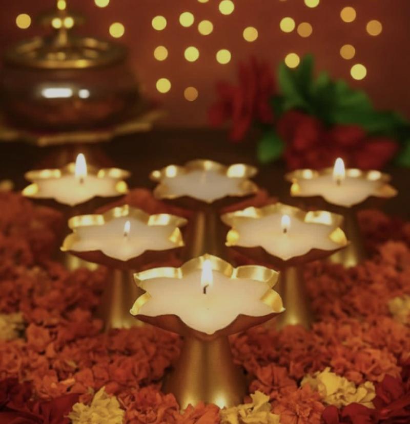 Lotus Shape Urli Golden Diya