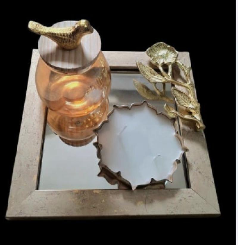 Mirror Inlay Square Tray/Platter