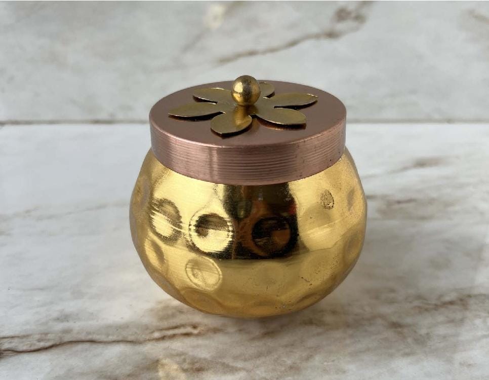 Gold Metallic Jar With Rose Gold Lid