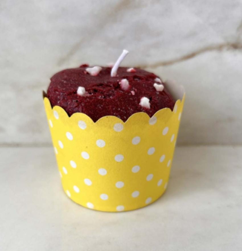 Red Velvet Muffin Candle