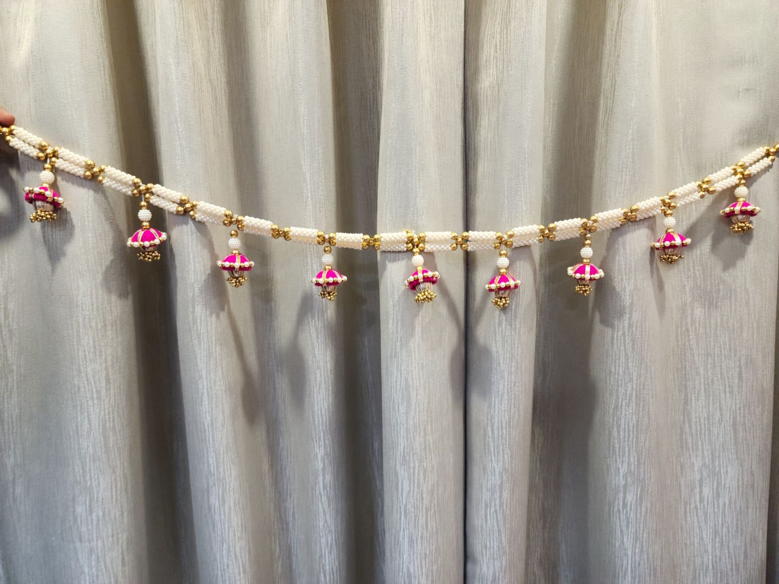 Decorative Small White Beads Door Toran