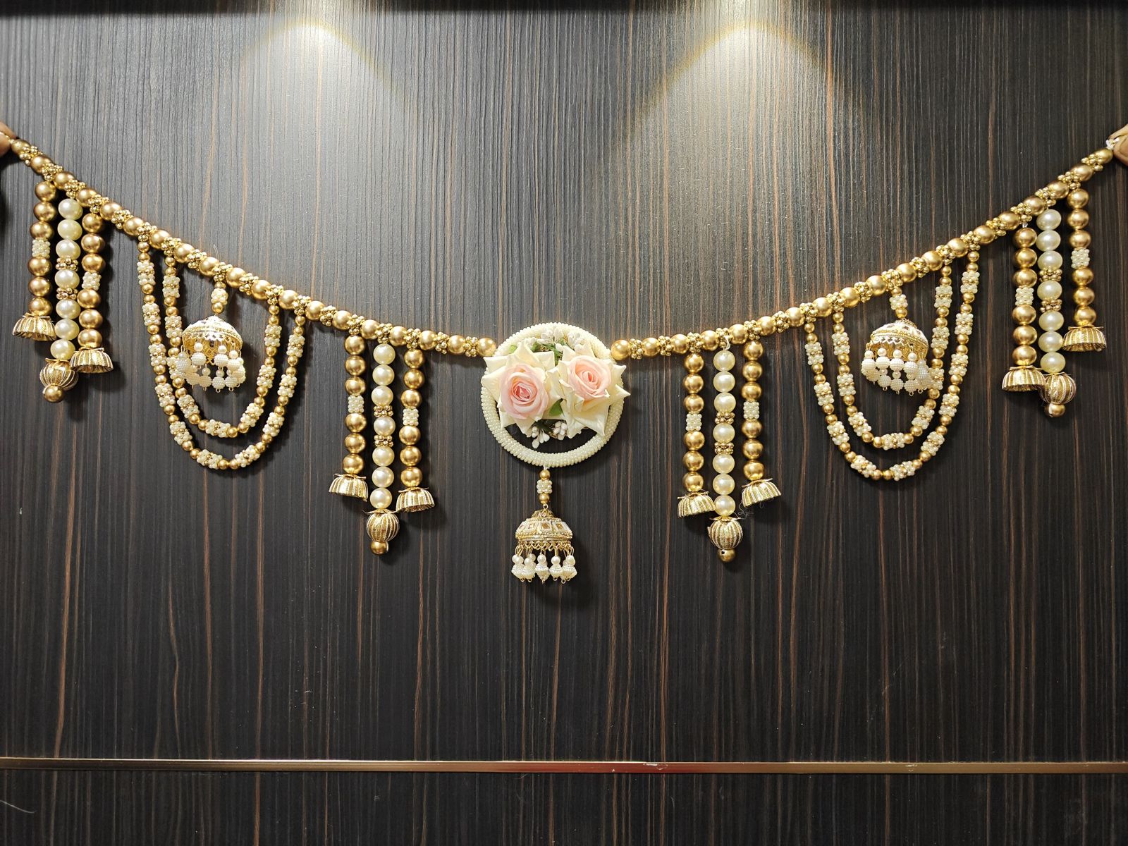 White & Golden Pearl Handmade Door Toran
