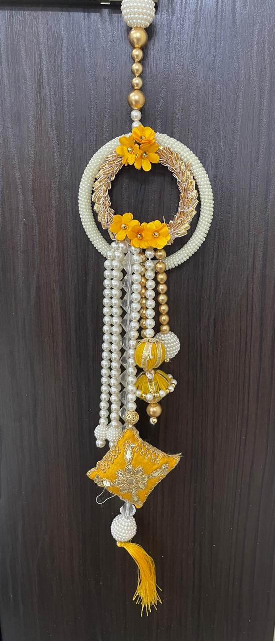 Yellow Flower Beaded Handmade Door Hanging