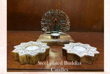Steel Plated Buddha Candles