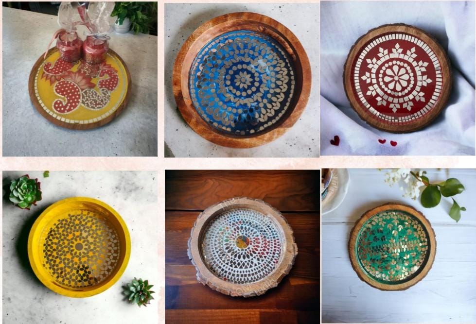 Unique Mirror Mosaic Trays