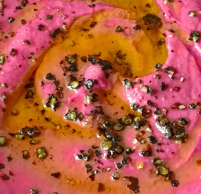 Beetroot Cracked Pepper Hummus